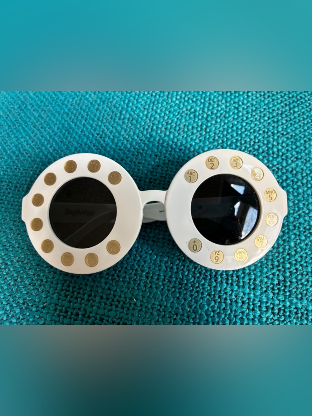 Yazbukey x Linda Farrow RARE White Rotary Phone Sunglasses